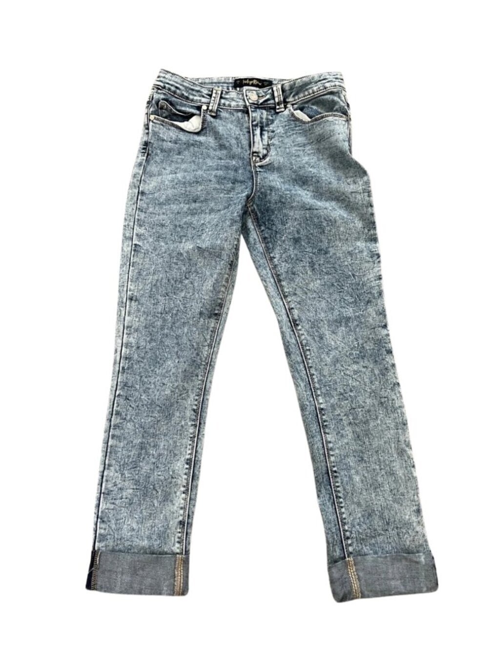Indigo Rein Women’s Acid Wash Cuffed Cropped Stretch Jeans - Size 7